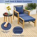 5 Piece Patio Furniture Set with Coffee Table and 2 Ottomans-Navy by LJGDeals