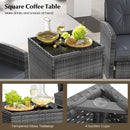 5 Piece Patio Rattan Furniture with 2 Ottomans and Tempered Glass Coffee Table by LJGDeals