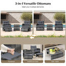 5 Piece Patio Rattan Furniture with 2 Ottomans and Tempered Glass Coffee Table by DirectDeals
