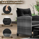 5 Piece Patio Rattan Furniture with 2 Ottomans and Tempered Glass Coffee Table by LJGDeals