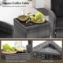 5 Piece Patio Rattan Furniture with 2 Ottomans and Tempered Glass Coffee Table by LJGDeals