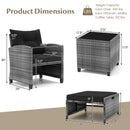 5 Piece Patio Rattan Furniture with 2 Ottomans and Tempered Glass Coffee Table by DirectDeals