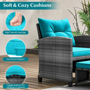 5 Piece Patio Rattan Furniture with 2 Ottomans and Tempered Glass Coffee Table by LJGDeals