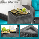 5 Piece Patio Rattan Furniture with 2 Ottomans and Tempered Glass Coffee Table by DirectDeals