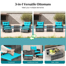 5 Piece Patio Rattan Furniture with 2 Ottomans and Tempered Glass Coffee Table by DirectDeals