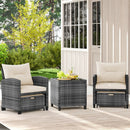 5 Piece Patio Rattan Furniture with 2 Ottomans and Tempered Glass Coffee Table by DirectDeals