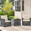 5 Piece Patio Rattan Furniture with 2 Ottomans and Tempered Glass Coffee Table by LJGDeals