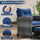 5 Piece Patio Rattan Furniture with 2 Ottomans and Tempered Glass Coffee Table by LJGDeals