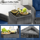 5 Piece Patio Rattan Furniture with 2 Ottomans and Tempered Glass Coffee Table by LJGDeals