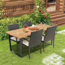 5 Pieces Patio Rattan Dining Set with Umbrella Hole and Seat Cushions by LJGDeals