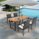 5 Pieces Patio Rattan Dining Set with Umbrella Hole and Seat Cushions by LJGDeals