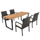 5 Pieces Patio Rattan Dining Set with Umbrella Hole and Seat Cushions by LJGDeals