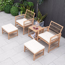 5 Piece Patio Wicker Sofa Set with Seat and Back Cushions-Natural by LJGDeals