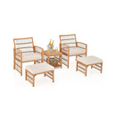 5 Piece Patio Wicker Sofa Set with Seat and Back Cushions-Natural by LJGDeals
