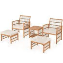 5 Piece Patio Wicker Sofa Set with Seat and Back Cushions-Natural by LJGDeals