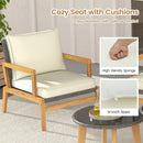 5 Piece Rattan Furniture Set Wicker Woven Sofa Set with 2 Tempered Glass Coffee Tables-Off White by DirectDeals
