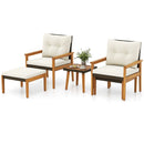 5 Piece Rattan Furniture Set with Square Coffee Table-White by LJGDeals