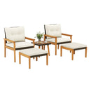 5 Piece Rattan Furniture Set with Square Coffee Table-White by LJGDeals