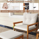 5 Piece Rattan Furniture Set with Square Coffee Table-White by LJGDeals