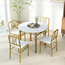 5-Piece Round Dining Table Set with Storage Shelf for Dining Room by LJGDeals
