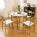5-Piece Round Dining Table Set with Storage Shelf for Dining Room by LJGDeals