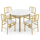5-Piece Round Dining Table Set with Storage Shelf for Dining Room