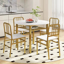 5-Piece Round Dining Table Set with Storage Shelf for Dining Room by LJGDeals
