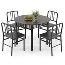 5-Piece Round Dining Table Set with Storage Shelf for Dining Room by LJGDeals