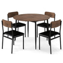 5-Piece Round Kitchen Table Set with Drop Leaf Tabletop and 4 Upholstered Dining Chairs-Brown by LJGDeals