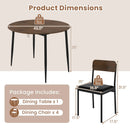 5-Piece Round Kitchen Table Set with Drop Leaf Tabletop and 4 Upholstered Dining Chairs-Brown by LJGDeals