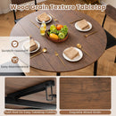 5-Piece Round Kitchen Table Set with Drop Leaf Tabletop and 4 Upholstered Dining Chairs-Brown by LJGDeals