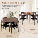 5-Piece Round Kitchen Table Set with Drop Leaf Tabletop and 4 Upholstered Dining Chairs-Brown by LJGDeals