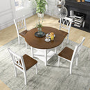 5 Piece Round Kitchen Dining Set with Drop Leaf Table Top by LJGDeals