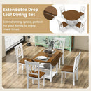 5 Piece Round Kitchen Dining Set with Drop Leaf Table Top by LJGDeals