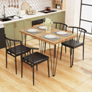 5-Piece Space-saving Dining Table Set Industrial Rectangular Kitchen Table and 4 Armless Chairs-Black by LJGDeals