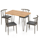 5-Piece Space-saving Dining Table Set Industrial Rectangular Kitchen Table and 4 Armless Chairs-Black by LJGDeals