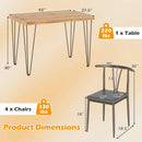 5-Piece Space-saving Dining Table Set Industrial Rectangular Kitchen Table and 4 Armless Chairs-Black by LJGDeals