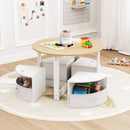 5 Piece Toddler Round Nesting Table with 4 Storage Stools for Activity by LJGDeals