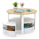 5 Piece Toddler Round Nesting Table with 4 Storage Stools for Activity