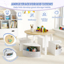 5 Piece Toddler Round Nesting Table with 4 Storage Stools for Activity