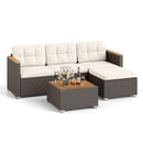 5-Piece Wicker Conversation Set Rattan Set with Cushions and Coffee Table-White by LJGDeals