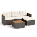 5-Piece Wicker Conversation Set Rattan Set with Cushions and Coffee Table-White by LJGDeals