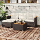 5-Piece Wicker Conversation Set Rattan Set with Cushions and Coffee Table-White by DirectDeals