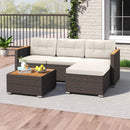 5-Piece Wicker Conversation Set Rattan Set with Cushions and Coffee Table-White by LJGDeals