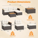 5-Piece Wicker Conversation Set Rattan Set with Cushions and Coffee Table-White by LJGDeals