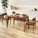 5 Piece Wood Dining Table Set with Rubber Wood Frame and 4 Chairs-Walnut by LJGDeals