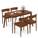 5 Piece Wood Dining Table Set with Rubber Wood Frame and 4 Chairs-Walnut by LJGDeals