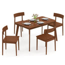5 Piece Wood Dining Table Set with Rubber Wood Frame and 4 Chairs-Walnut by LJGDeals