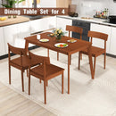 5 Piece Wood Dining Table Set with Rubber Wood Frame and 4 Chairs-Walnut by DirectDeals