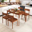 5 Piece Wood Dining Table Set with Rubber Wood Frame and 4 Chairs-Walnut by LJGDeals